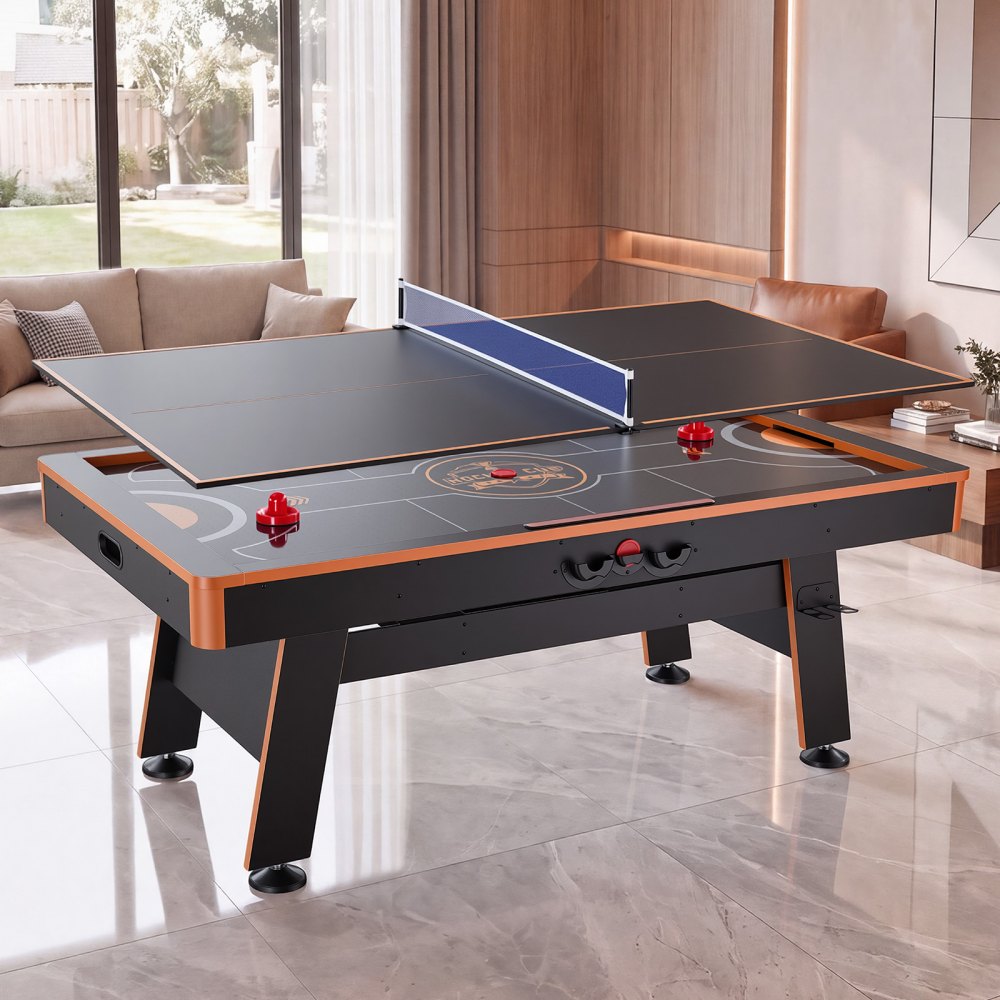 VEVOR 3-in-1 Combo Game Table Set 80" Air Hockey Ping-Pong Dining Table, Space-Saving for Family Game Room Entertainment, Multi Combination Arcade Hockey Table, Complete Accessory Set Included