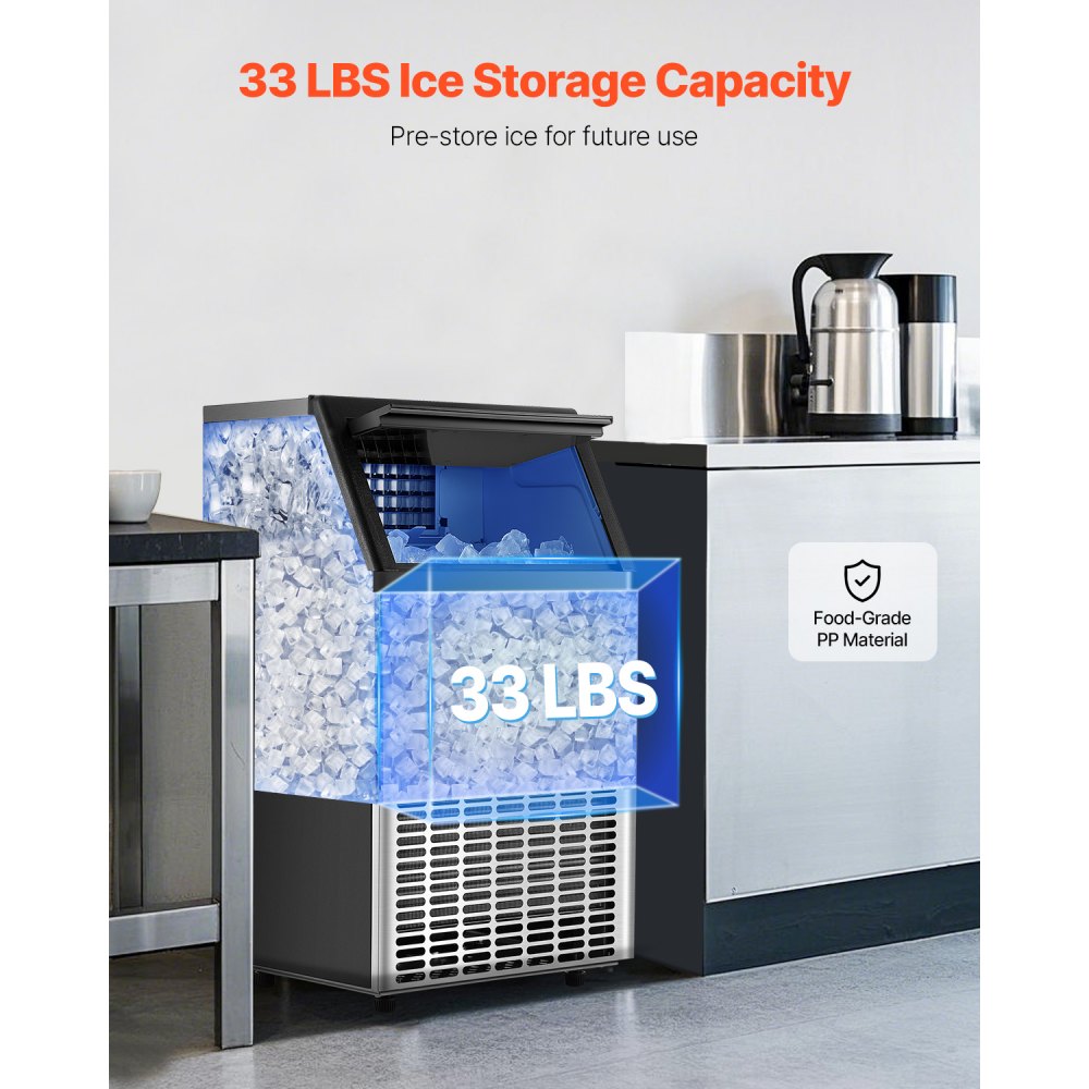 VEVOR commercial ice maker - 33 lbs ice storage capacity