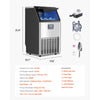 VEVOR commercial ice maker - dimensions and included accessories layout