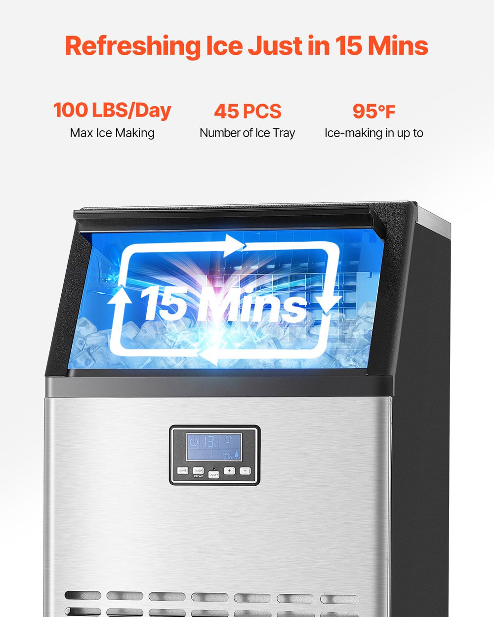 VEVOR commercial ice maker - refreshing ice just in 15 mins