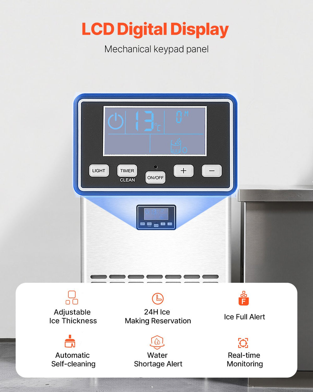 VEVOR commercial ice maker - LCD digital display control panel