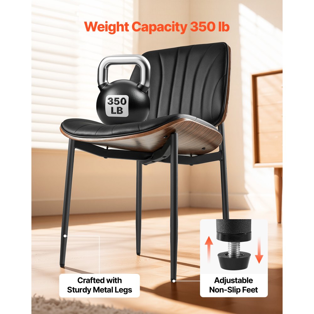 VEVOR Dining Chair Set - 350 lb Weight Capacity / Sturdy Metal Legs / Adjustable Feet