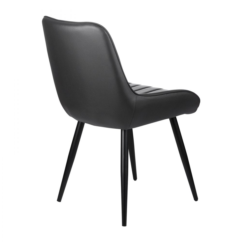VEVOR Modern Dining Room Accent Chairs Set of 8, Upholstered Fabric Side Chair for Dining Tables, Space-Saving Kitchen Table Chair with Thick Cushions and Metal Legs, Black