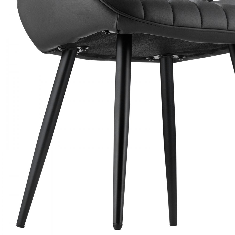 VEVOR Modern Dining Room Accent Chairs Set of 8, Upholstered Fabric Side Chair for Dining Tables, Space-Saving Kitchen Table Chair with Thick Cushions and Metal Legs, Black