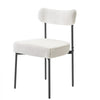 VEVOR Boucle Dining Chairs Set of 6, Mid Century Modern Sherpa Accent Chairs, Upholstered Side Chair for Dining Table, Space-Saving White Kitchen Table Chair with Curved Backrest and Black Metal Legs