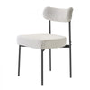 VEVOR Boucle Dining Chairs Set of 6, Mid Century Modern Sherpa Accent Chairs, Upholstered Side Chair for Dining Table, Space-Saving White Kitchen Table Chair with Curved Backrest and Black Metal Legs