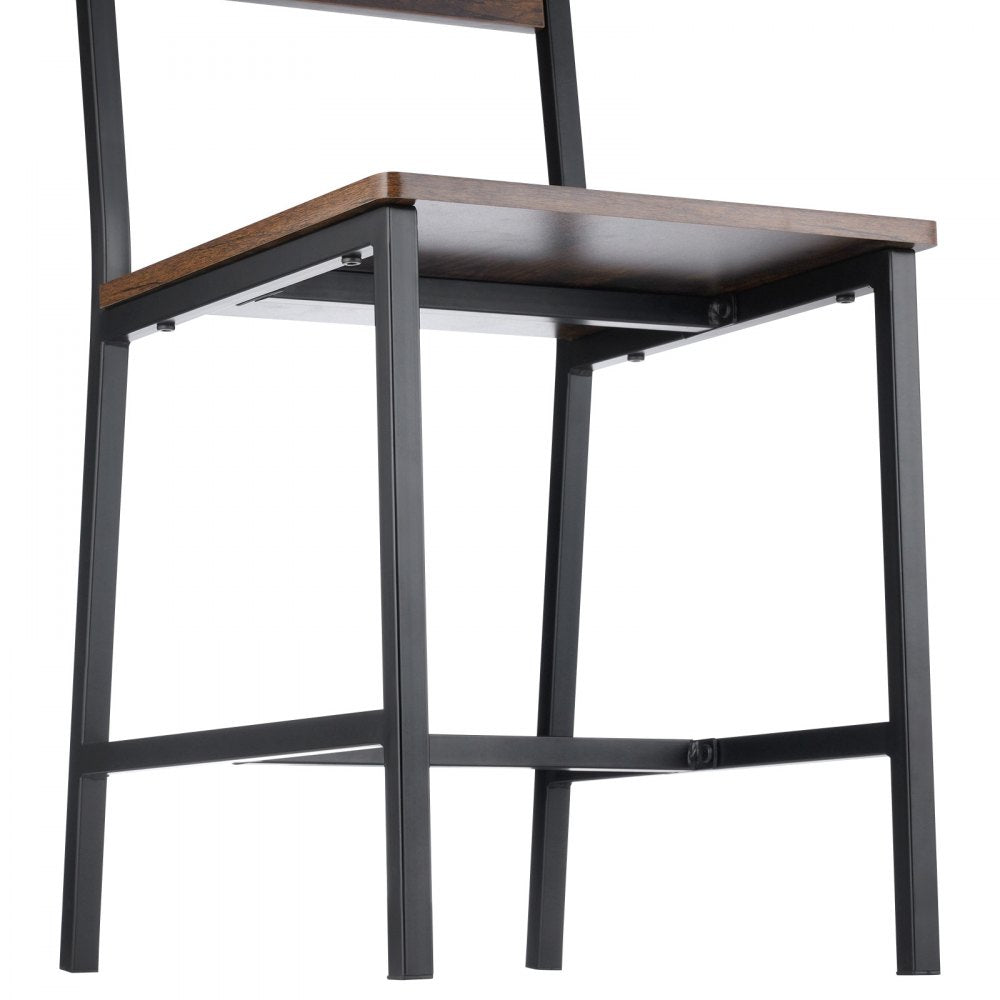 VEVOR Dining Chairs Set of 4, Wooden Table Chairs with Metal Frame and Backrest, Easy to Assemble Leather Side Chair, Modern Farmhouse Walnut Chair for Kitchen Living Room, Rustic Brown and Black