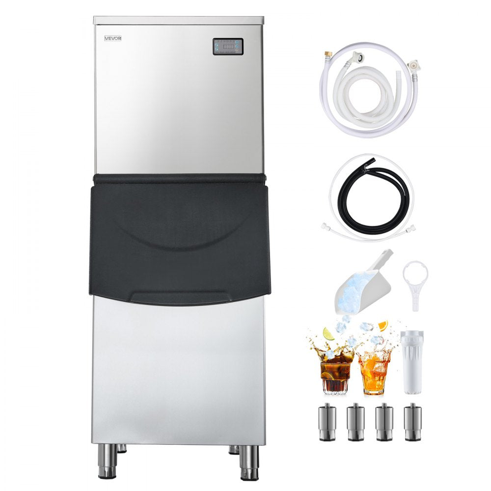 VEVOR Commercial Ice Maker Machine, 450LBS/24H Ice-Making Machine with 250LBS Stainless Steel Storage Bin, Auto Self-Cleaning Ice Maker with Touchscreen for Bar Cafe Restaurant Business Commercial