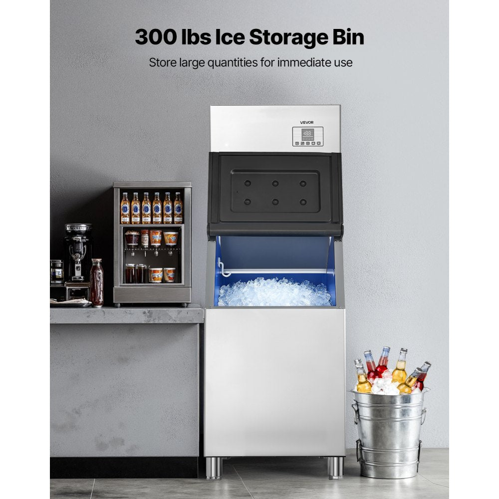 VEVOR Commercial Ice Maker Machine, 550LBS/24H Ice-Making Machine with 300LBS Stainless Steel Storage Bin, Auto Self-Cleaning Ice Maker with Touchscreen for Bar Cafe Restaurant Business Commercial