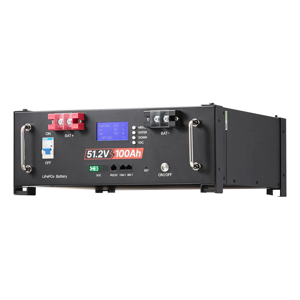 VEVOR 48V 400Ah LiFePO4 Lithium Battery, 4 Pack 100Ah, 20.48kWh Capacity, 51.2V Server Rack LiFePO4 Battery with Bluetooth, Max 6000 Cycles, LCD Display, for Off-Grid, Solar System, Backup Power