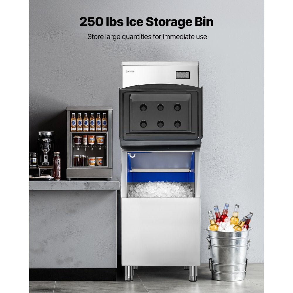 VEVOR Commercial Ice Maker Machine, 450LBS/24H Ice-Making Machine with 250LBS Stainless Steel Storage Bin, Auto Self-Cleaning Ice Maker with Touchscreen for Bar Cafe Restaurant Business Commercial
