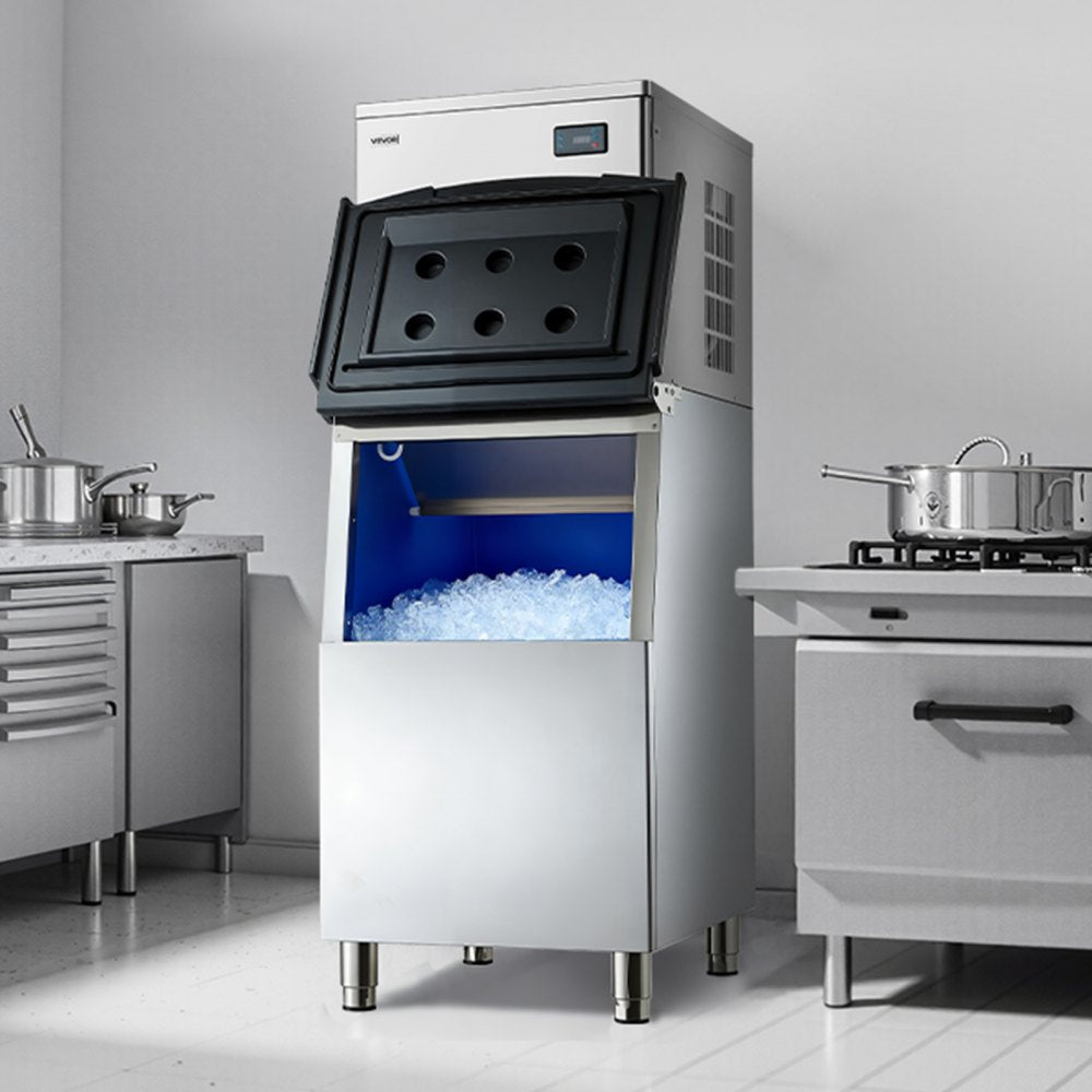 VEVOR Commercial Ice Maker Machine, 450LBS/24H Ice-Making Machine with 250LBS Stainless Steel Storage Bin, Auto Self-Cleaning Ice Maker with Touchscreen for Bar Cafe Restaurant Business Commercial