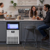 VEVOR Commercial Ice Maker Machine with Pump, 100 lbs/24h with 26 lbs Storage Capacity, Built-in/Freestanding/Under Counter, Stainless Steel Ice Maker with LED Display & Self-Cleaning, for Home Bar