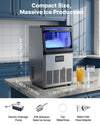 VEVOR Commercial Ice Maker Machine with Pump, 80 lbs/24h with 13 lbs Storage Capacity, Countertop/Freestanding/Under Counter, Stainless Steel Ice Maker with LED Display & Self-Cleaning, for Home Bar