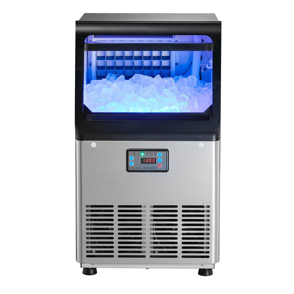 VEVOR Commercial Ice Maker Machine with Pump, 80 lbs/24h with 13 lbs Storage Capacity, Countertop/Freestanding/Under Counter, Stainless Steel Ice Maker with LED Display & Self-Cleaning, for Home Bar