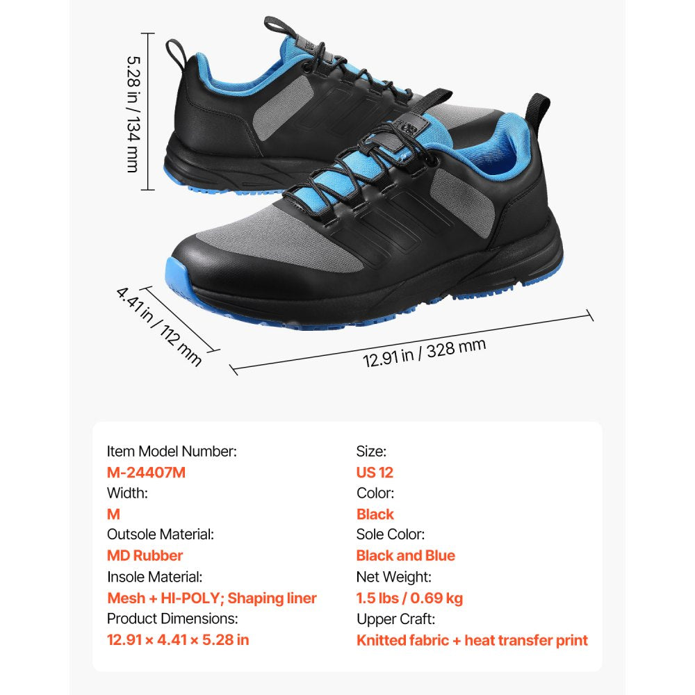VEVOR Cross Training Shoes, M Width Sneakers US Size 12, Wide Toe Box Shoes with Arch Support & Adjustable Lace-up, Training Shoes for Running, Gymnastics, Dog Walking, and Weightlifting (Black)