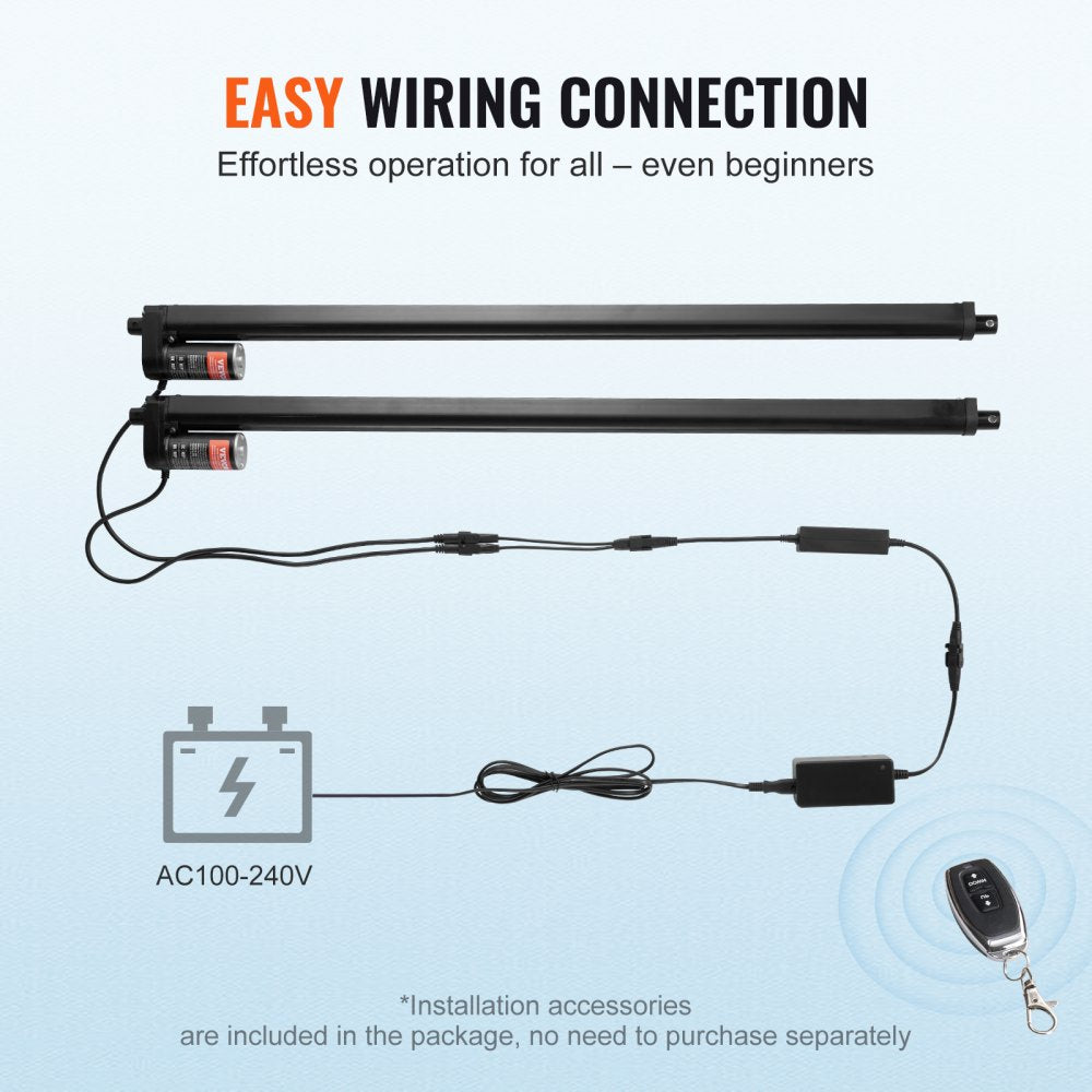 VEVOR 2PCS Linear Actuator Kit, 30 Inch High Speed 0.35"/s Linear Motion Actuator 12V, 220lbs/1000N Linear Actuator for TV/Table/Sofa Lifting, IP54 Protection - Wireless Remote Control Included