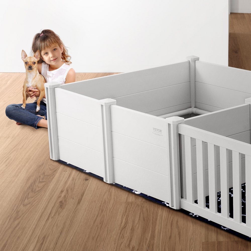 VEVOR Dog Whelping Box, 93.3 x 48.4 x 18.1in Dual Zone Whelping Box for Dogs and Puppies, Whelping Pen for Puppies, Dog Birthing Box with Rails, 2 Washable Pee Pads and 2 Storage Bags, White