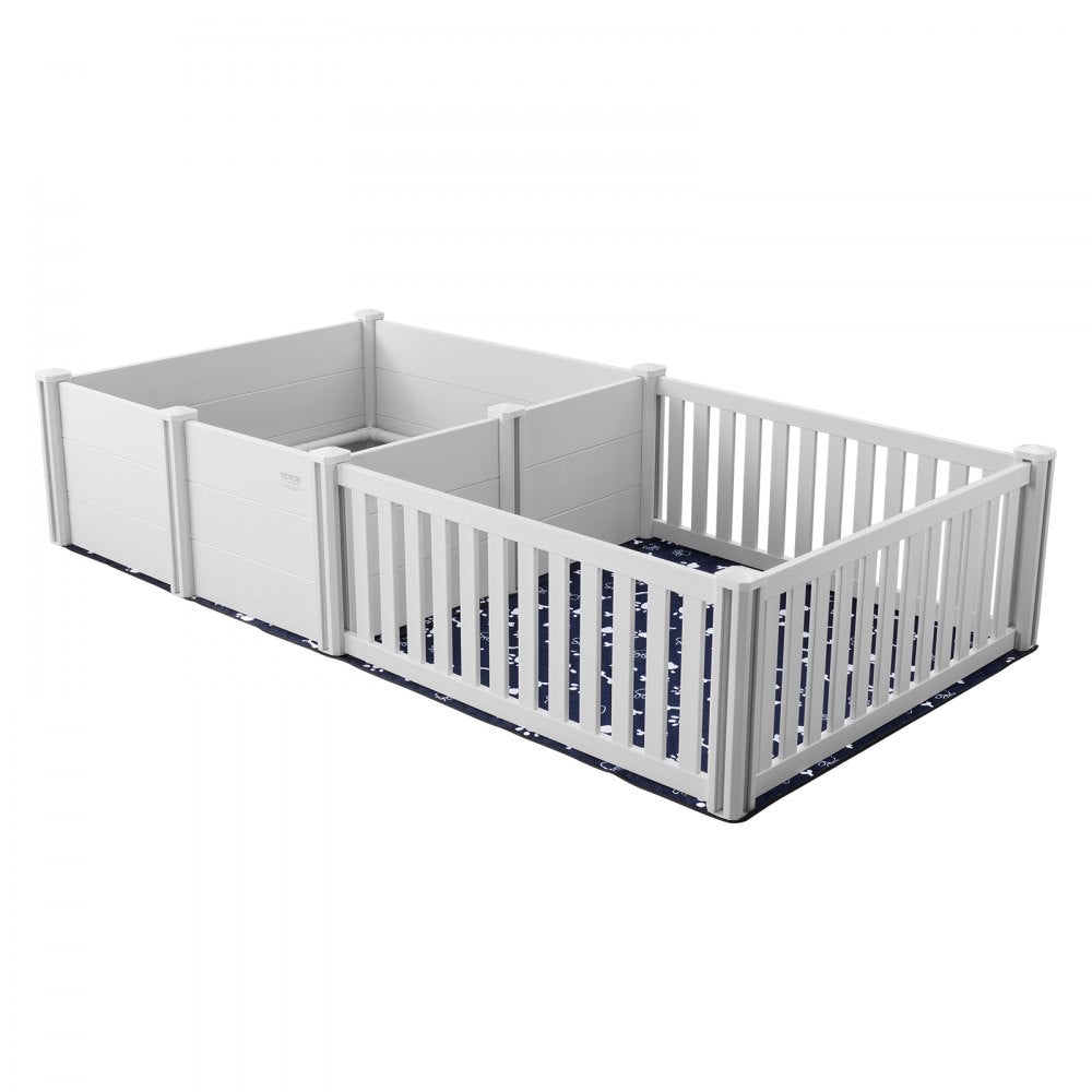 VEVOR Dog Whelping Box, 93.3 x 48.4 x 18.1in Dual Zone Whelping Box for Dogs and Puppies, Whelping Pen for Puppies, Dog Birthing Box with Rails, 2 Washable Pee Pads and 2 Storage Bags, White