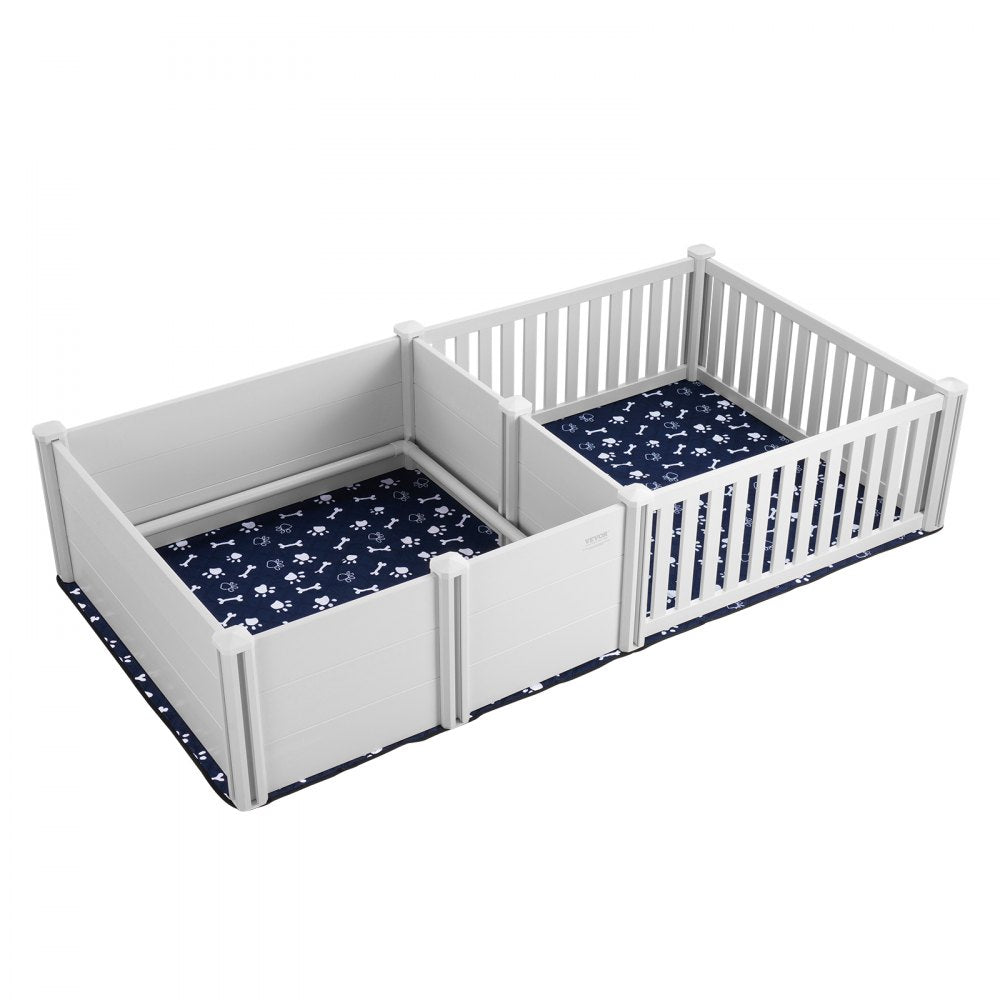 VEVOR Dog Whelping Box, 93.3 x 48.4 x 18.1in Dual Zone Whelping Box for Dogs and Puppies, Whelping Pen for Puppies, Dog Birthing Box with Rails, 2 Washable Pee Pads and 2 Storage Bags, White
