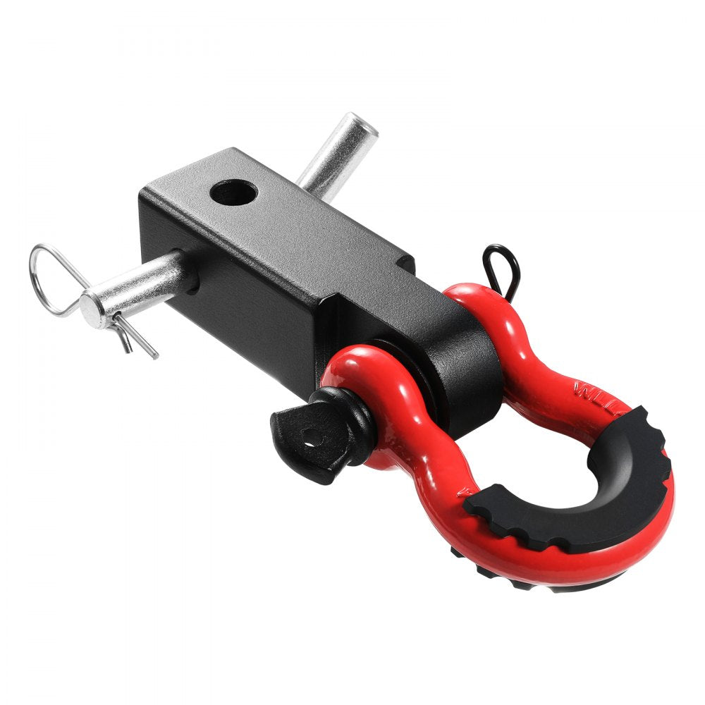 VEVOR Shackle Hitch Receiver, Fits 2" Receivers, 44100 lbs Breaking Strength, D Ring Shackle with Trailer Hitch Lock Pin, Heavy Duty Towing Accessories for Trucks, Jeeps, Off-Road Vehicle Recovery