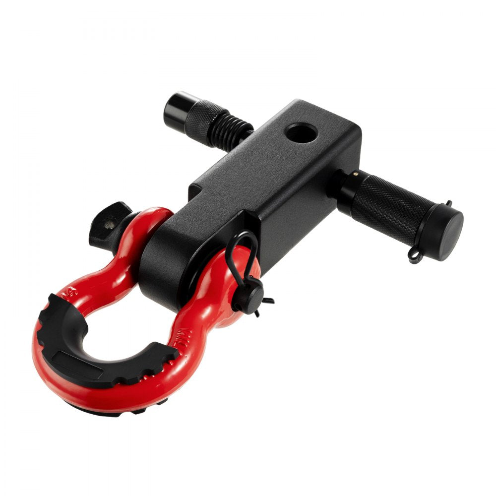 VEVOR Shackle Hitch Receiver, Fits 2" Receivers, 66000 lbs Breaking Strength, D Ring Shackle with Trailer Hitch Lock Pin, Heavy Duty Towing Accessories for Trucks, Jeeps, Off-Road Vehicle Recovery