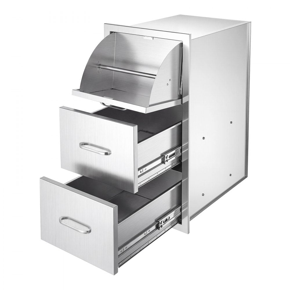VEVOR Outdoor Kitchen Drawers, 30"W x 21"H x 16"D, Paper Towel Dispenser, for BBQ Island Storage, Patio Bars and Grill Station, with Handle, Built-In BBQ Island Drawers Organize Cookware Accessories