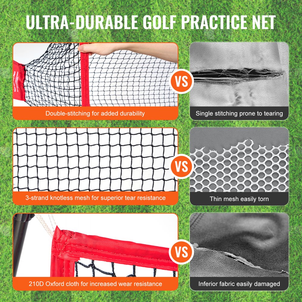 VEVOR Golf Practice Hitting Net, Huge 10.8x7ft Golf Net, Personal Driving Range for Indoor Outdoor Use, Portable Home Golf Aid Net with Solid Fiberglass Frame and Carry Bag, Gift for Men, Golf Lover