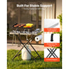VEVOR Folding Grill Table 24x20in Camping Prep Tables Carbon Steel Tabletop, Lightweight & Compact for Picnic BBQ Tailgating, 70 lbs Capacity, Outdoor Pizza Oven Stand with Garage Rack, Tissue Holder