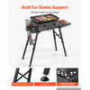 VEVOR Folding Grill Table 41x12 in Camping Griddle Stand Fit 17 & 22 in, for Picnic BBQ Tailgating, Carbon Steel, Adjustable Height, 350 lbs Capacity, Outdoor Cart with Seasoning Basket, Side Shelf