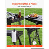 VEVOR Folding Grill Table 41x12 in Camping Griddle Stand Fit 17 & 22 in, for Picnic BBQ Tailgating, Carbon Steel, Adjustable Height, 350 lbs Capacity, Outdoor Cart with Seasoning Basket, Side Shelf