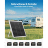 VEVOR 20W 12V Solar Panel Battery Charger, Solar Battery Trickle Charger Maintainer with Intelligent MPPT Controller & Adjustable Mount Bracket, IP67 Waterproof for Car Boat RV Motorcycle Trailer