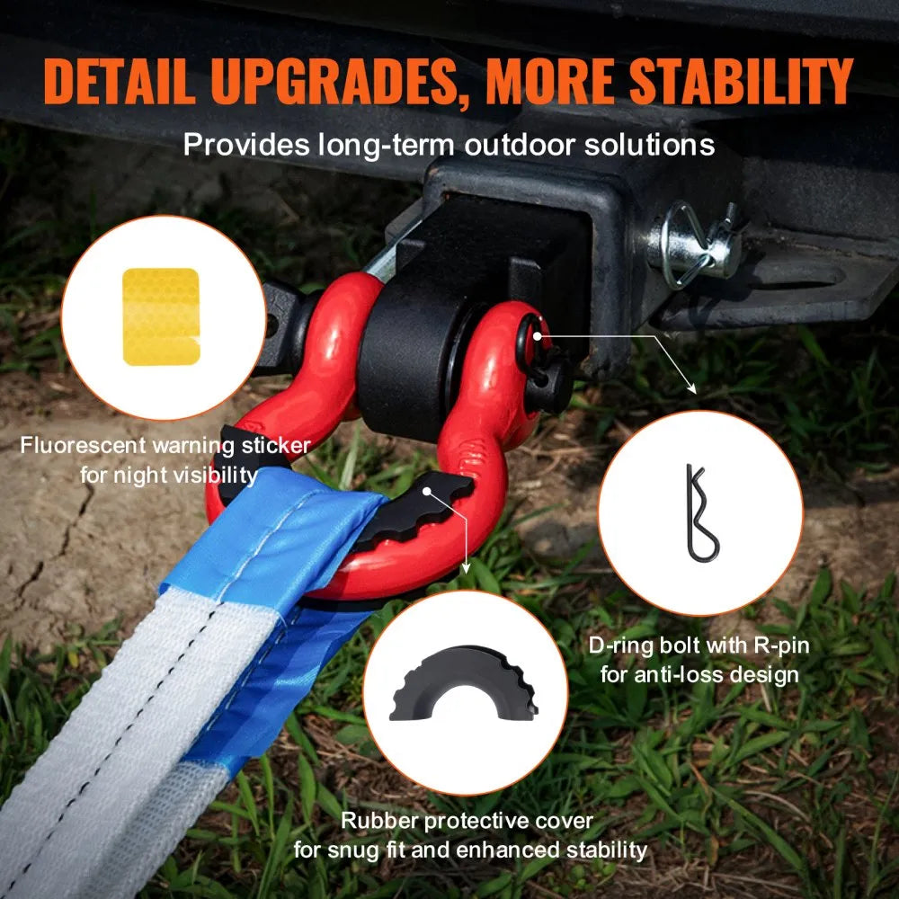 VEVOR Shackle Hitch Receiver, Fits 2" Receivers, 52900 lbs Breaking Strength, D Ring Shackle with Trailer Hitch Lock Pin, Heavy Duty Towing Accessories for Trucks, Jeeps, Off-Road Vehicle Recovery