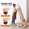 VEVOR Studio H-Frame Easel, Holds Canvas Art up to 48", Beechwood Artists Easel for Painting with Wheels and Large Storage Tray, 33 lbs Load Capacity Studio Easel, Adjustable Art Painting Easel