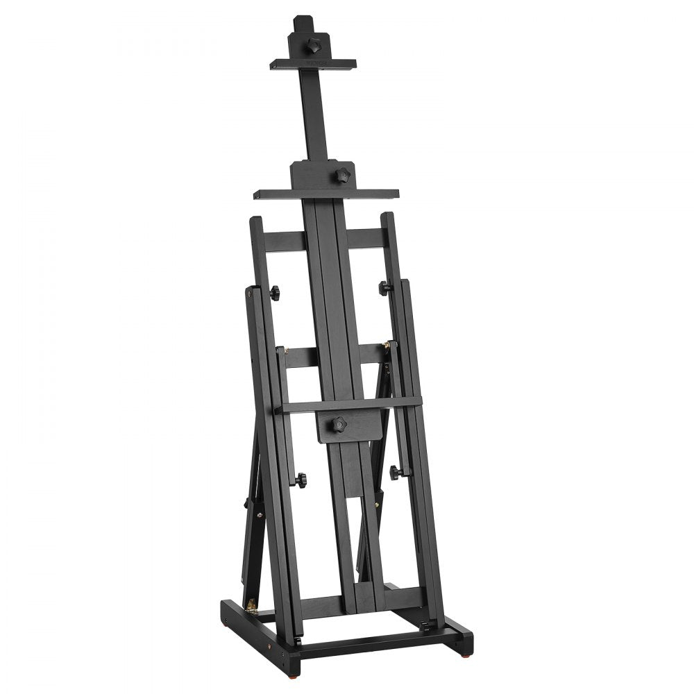 VEVOR Studio H-Frame Easel, Holds Canvas Art up to 77", Beechwood Artists Easel for Painting with Bottom Tray, Double Canvas Position, 22 lbs Load Capacity Studio Easel, Adjustable Art Painting Easel