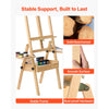 VEVOR Studio H-Frame Easel Holds Canvas Up to 35.43" Solid Beech Wood Frame, For Artists Painting, Adjustable Height & Angle, Multi-Function Wooden Art Easel with Storage Box & Trays, Natural Color
