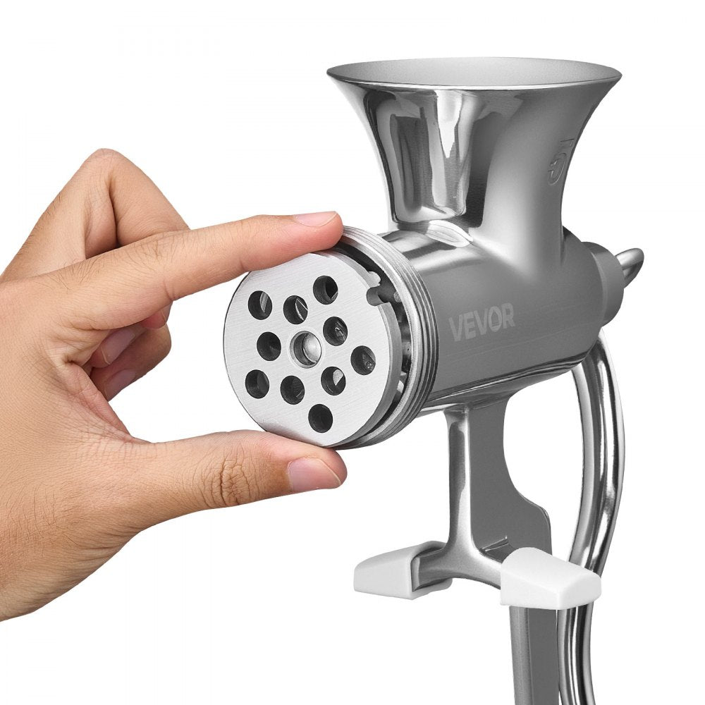 VEVOR Manual Meat Grinder, 304 Stainless Steel Hand Crank Meat Mincer with Steel Table Clamp, Sausage Stuffer with 2 Cutting Plates & 4 Sausage Tubes, Food Grinder for Beef Chili Pork Kitchen Tabletop