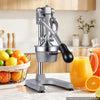 VEVOR Manual Citrus Juicer, 15" Tall Hand Press Orange Juicer, Manual Fresh Juice Extractor for Lemon Pomegranate Grapefruit, Heavy-Duty Cast Iron, Easy to Clean, Home & Commercial Use, Silver Gray