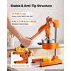 VEVOR Manual Citrus Juicer, 15" Tall Hand Press Orange Juicer, Manual Fresh Juice Extractor for Lemon Pomegranate Grapefruit, Heavy-Duty Cast Iron, Easy to Clean, Home & Commercial Use, Orange