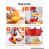 VEVOR Manual Citrus Juicer, 15" Tall Hand Press Orange Juicer, Manual Fresh Juice Extractor for Lemon Pomegranate Grapefruit, Heavy-Duty Cast Iron, Easy to Clean, Home & Commercial Use, Red