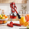 VEVOR Manual Citrus Juicer, 15" Tall Hand Press Orange Juicer, Manual Fresh Juice Extractor for Lemon Pomegranate Grapefruit, Heavy-Duty Cast Iron, Easy to Clean, Home & Commercial Use, Red