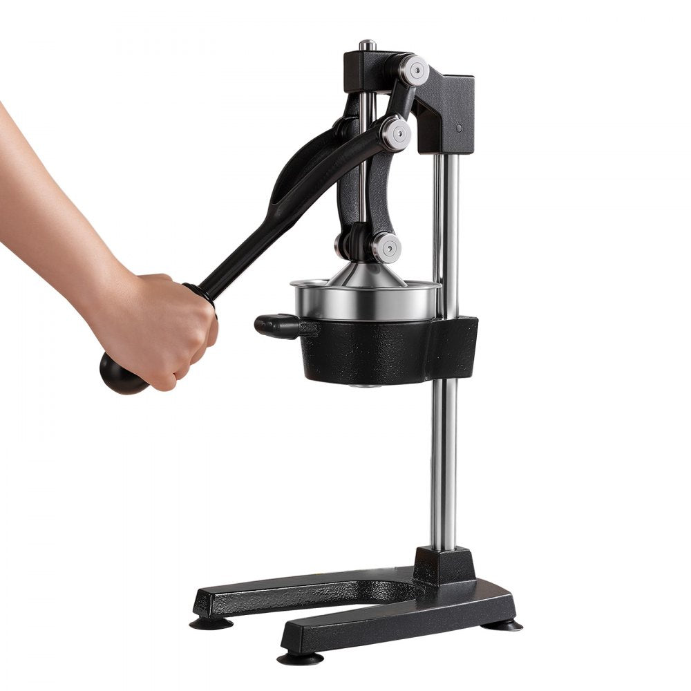 VEVOR Manual Citrus Juicer, 19" Tall Hand Press Oranges Juicer, Manual Fresh Juice Extractor for Lemon Pomegranate Grapefruit, Heavy-Duty Cast Iron, Easy to Clean, Home & Commercial Use, Black