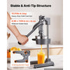 VEVOR Manual Citrus Juicer, 19" Tall Hand Press Orange Juicer, Manual Fresh Juice Extractor for Lemon Pomegranate Grapefruit, Heavy-Duty Cast Iron, Easy to Clean, Home & Commercial Use, Silver Gray