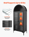 VEVOR arched display cabinet - shelf supports up to 40 lbs (tempered glass, MDF frame)