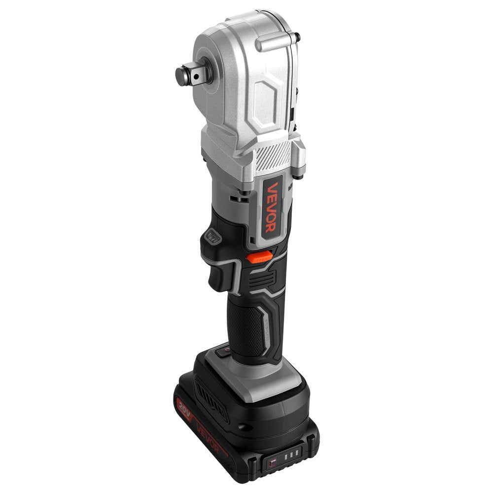 VEVOR Right Angle Drill 1/2 in Square Drive 90 Degree Cordless Angle Drill, For Cabinets, Corners, Frames, Tight Spaces, Brushless Motor, Adjustable Speed, LED Lighting, with 2 Batteries and Charger