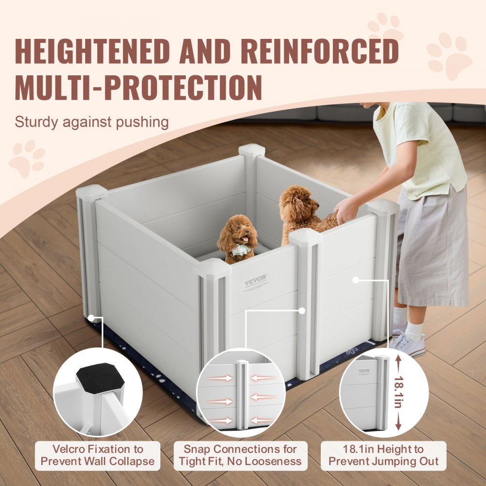 VEVOR Dog Whelping Box, 28.3 x 28.3 x 18.1in Whelping Box for Dogs and Puppies, Whelping Pen for Puppies, Dog Birthing Box with Rails and Washable Pee Pad, Whelping Box for Small Breed Dogs, White