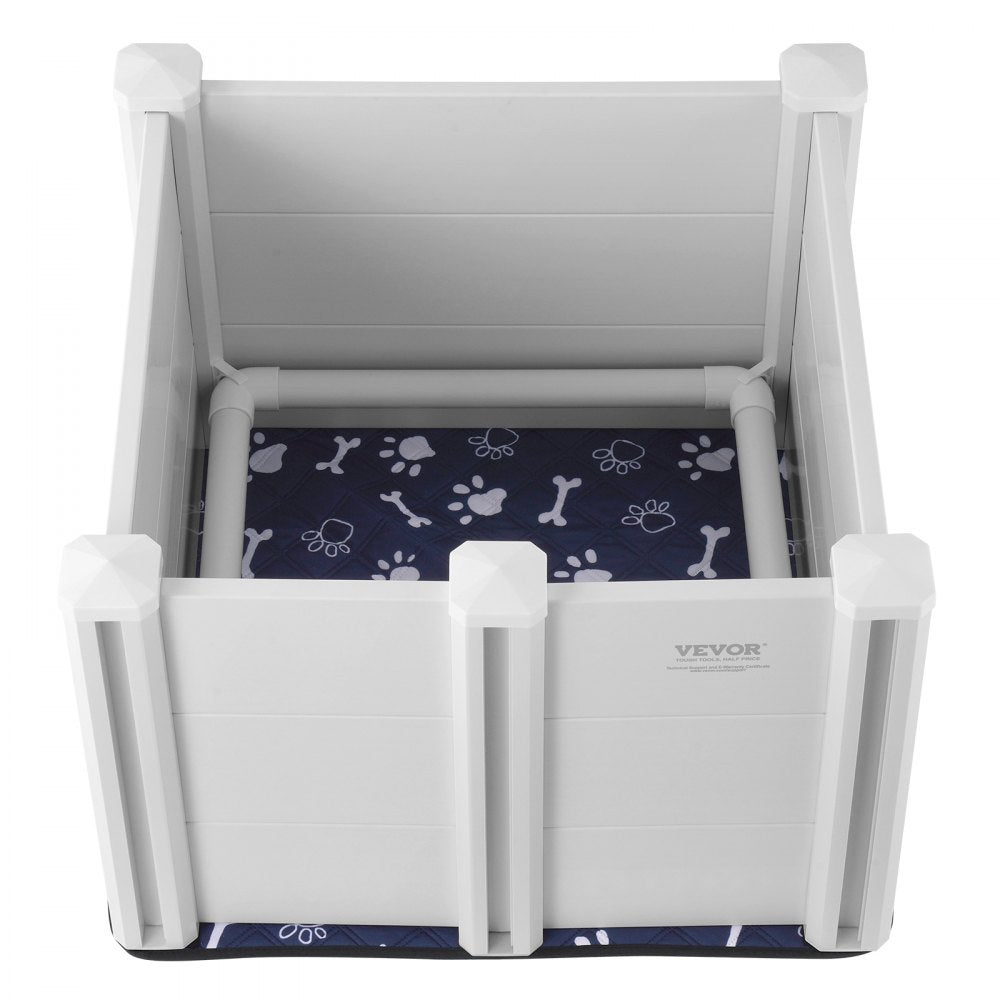 VEVOR Dog Whelping Box, 28.3 x 28.3 x 18.1in Whelping Box for Dogs and Puppies, Whelping Pen for Puppies, Dog Birthing Box with Rails and Washable Pee Pad, Whelping Box for Small Breed Dogs, White