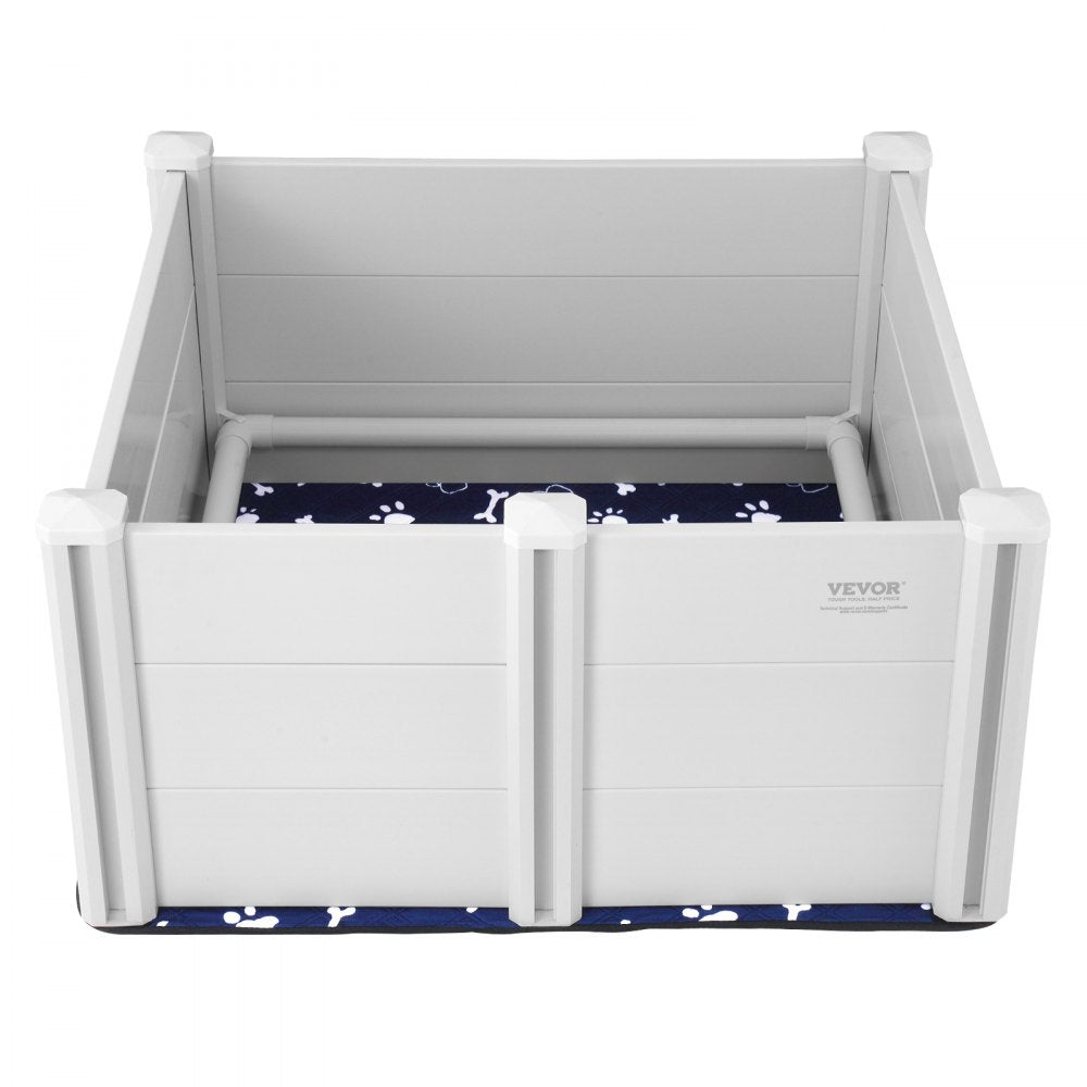 VEVOR Dog Whelping Box, 38.6 x 38.6 x 18.1in Whelping Box for Dogs and Puppies, Whelping Pen for Puppies, Dog Birthing Box with Rails and Washable Pee Pad, Whelping Box for Medium Breed Dogs, White