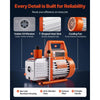 VEVOR 4 CFM AC Vacuum Pump and Gauge Set, 1/3 HP, Single Stage Rotary Vane HVAC Air Vacuum Pump, A/C Refrigerant Manifold Gauge Kit, with Leak Detector, Carry Bag, for R134a R22 R410a Refrigerants