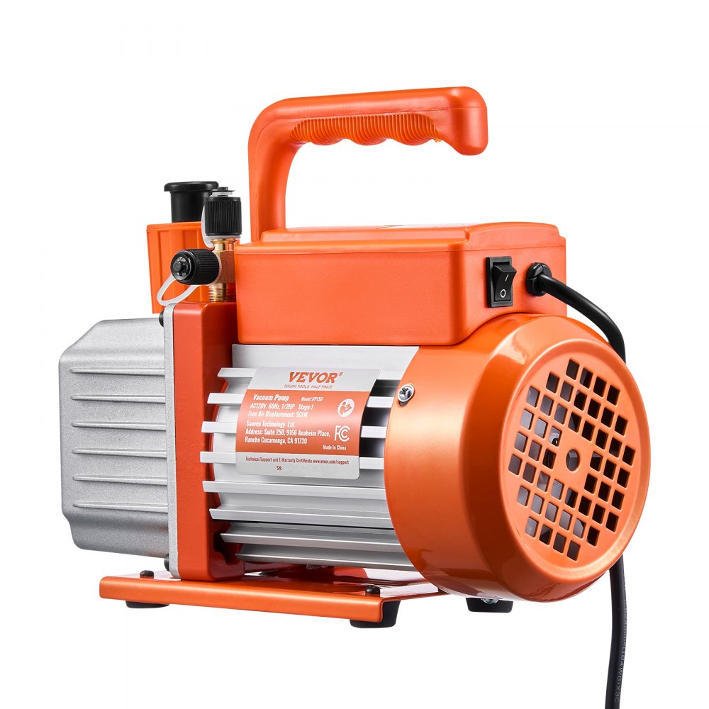 VEVOR Vacuum Pump, 5 CFM, HVAC Single Stage Rotary Vane Vacuum Pump, for R134a R22 R410a Systems, Auto AC Vacuum Pump Kit with Oil Bottle, for Automotive Air Conditioner Maintenance Resin Degassing